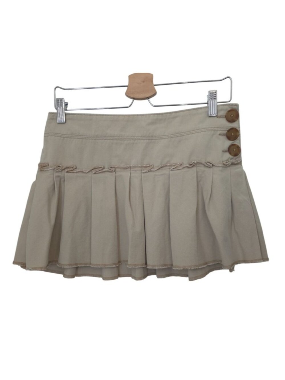 Y2K Abercrombie & Fitch Khaki 100% Cotton Pleated Mini Skirt Juniors Sz 14 - Picture 1 of 6